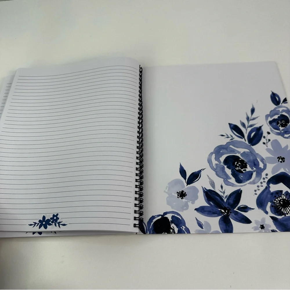 Steel Mill & Co. Blue, White Floral Spiral College Rule Hardcover Notebook